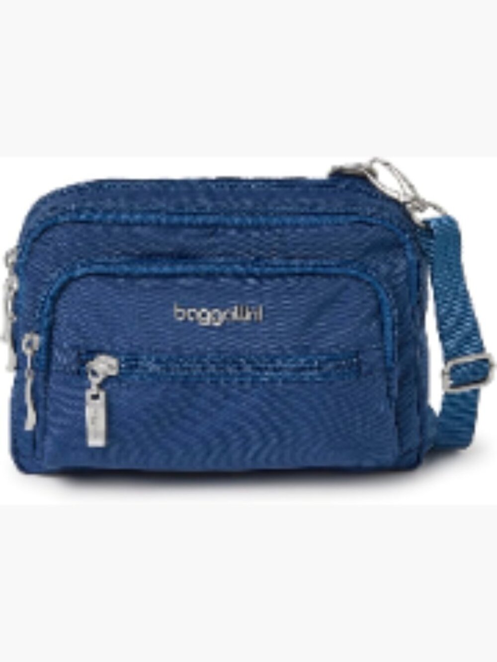 Baggallini Triple Zip Small Crossbody Bag - Convertible Fanny Pack Belt Bag -